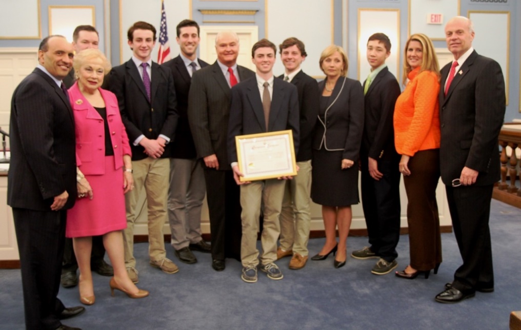  Pictured left to right: Freeholder Thomas Arnone, Freeholder Lillian Burry, Asst. Coach Timothy Grable (obstructed), Joseph Marsicano, CBA Athletic Director Vito Chiaravalloti II, Freeholder John P. Curley, Timothy Grable, Jr., Christopher Hayes, Lt. Governor Kim Guadagno, Bjorn Kvaale, Freeholder Deputy Director Serena DiMaso and Freeholder Director Gary J. Rich, Sr.